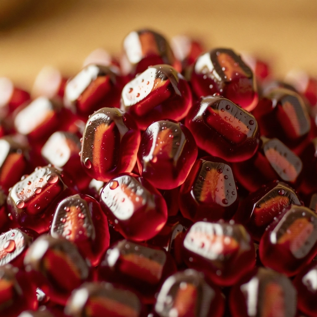 Pomegranate seeds macro